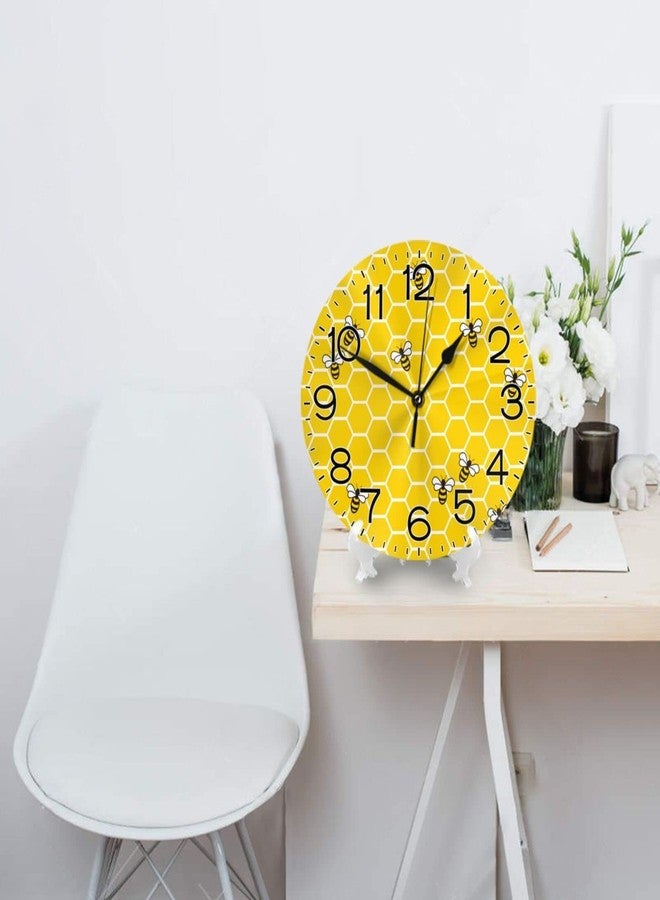 BOKEKANG Yellow Bees and Honey Wall Clock Bees Round Wall Clock Silent Non Ticking Clock 10 Inch Round Clocks Home Decor for Office School Kitchen Living Room - Image 5